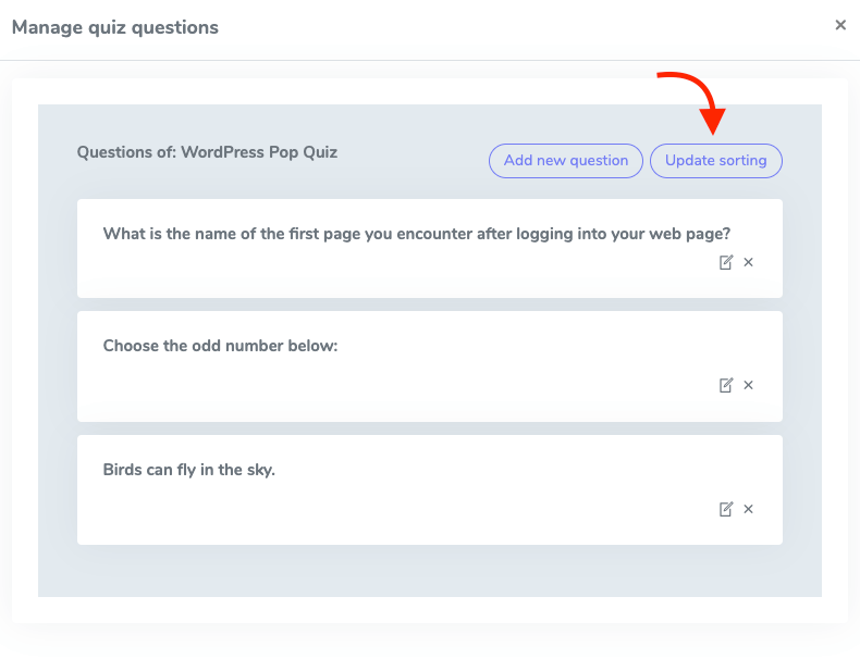 Academy Quiz Question Sorting Academy Quiz Question Sorting