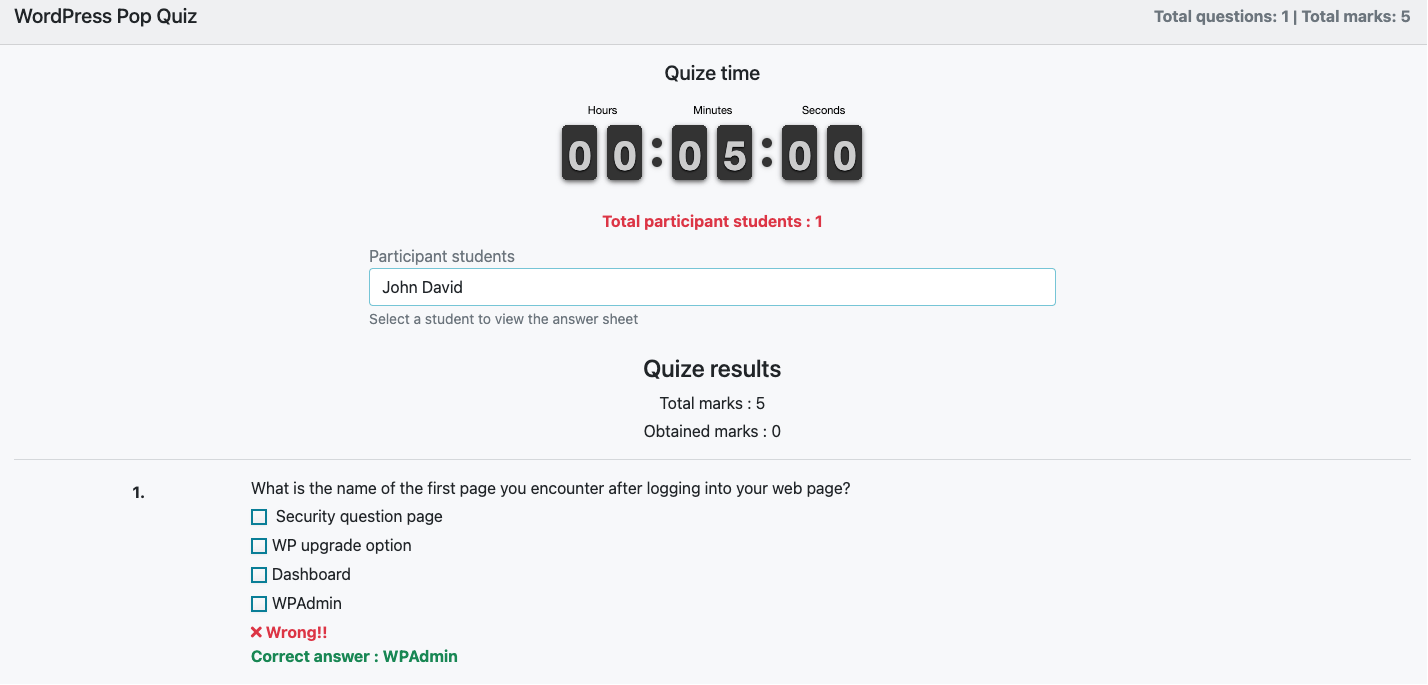 Academy Quiz Result List 3 Academy Quiz Result List 3