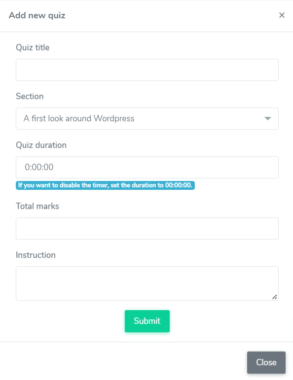 Saving Quiz Admin Saving Quiz Admin