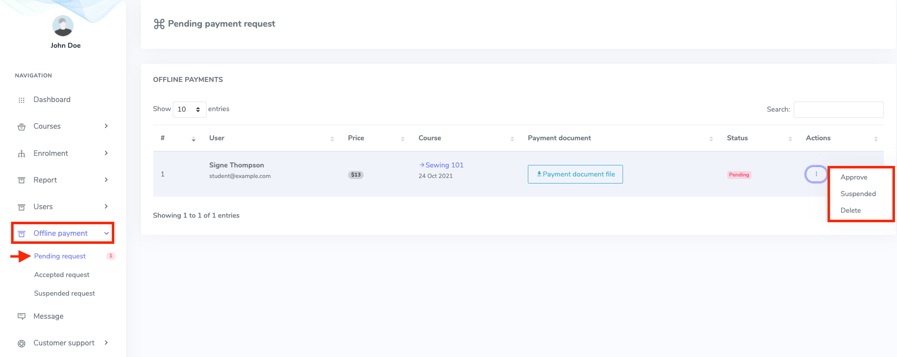 Approving Offline Payment Approving Offline Payment