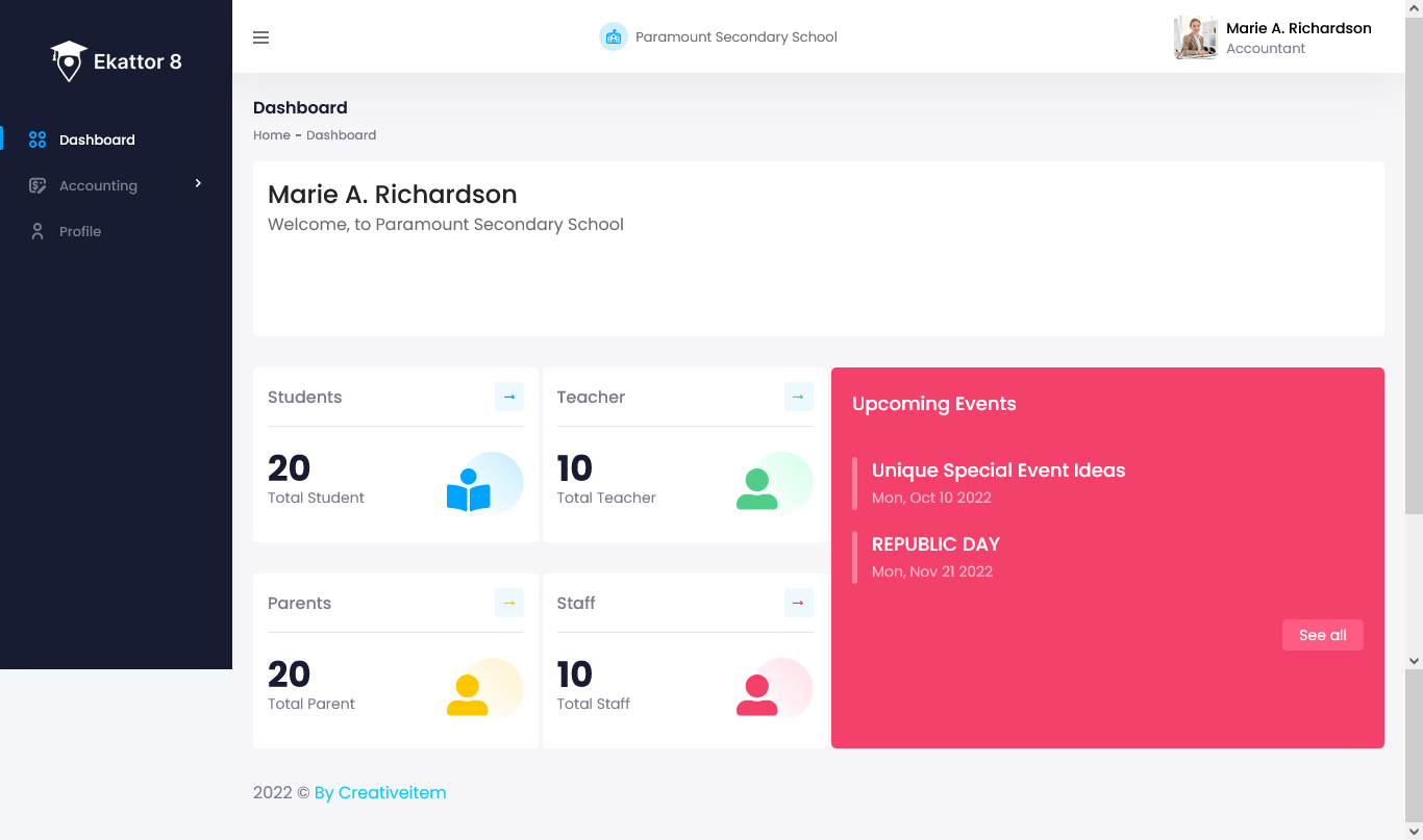 Ekattor 8 Accountant Dashboard Ekattor 8 Accountant Dashboard