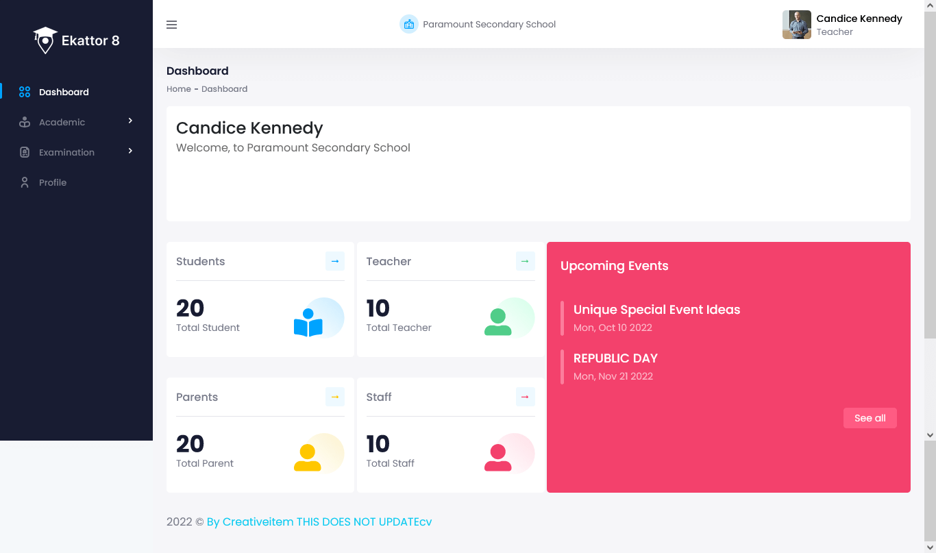 Ekattor 8 Teacher Dashboard Ekattor 8 Teacher Dashboard