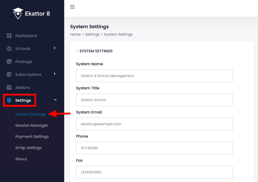 Ekattor 8 System Settings 1 Ekattor 8 System Settings 1